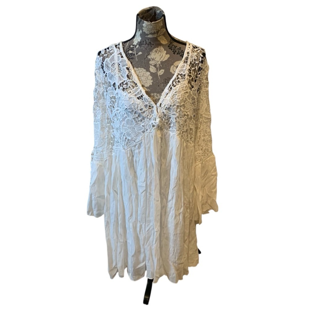 Boutique White Lace Boho Tunic Top size 2X